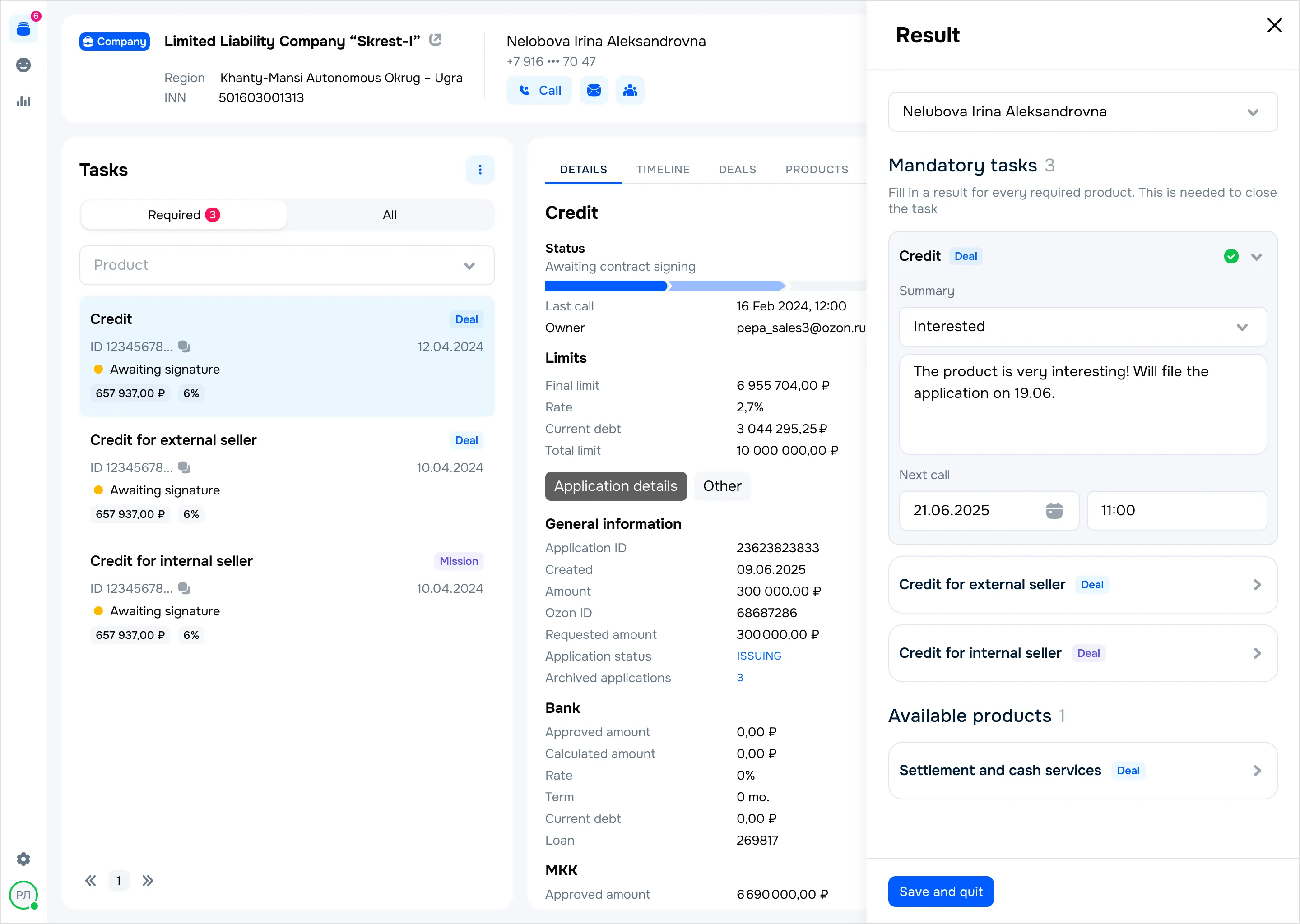 In addition to client-facing interfaces, we also designed numerous internal banking products for operational activities. For example, a Sales CRM in which the bank’s sales managers can manage their deals with major clients.